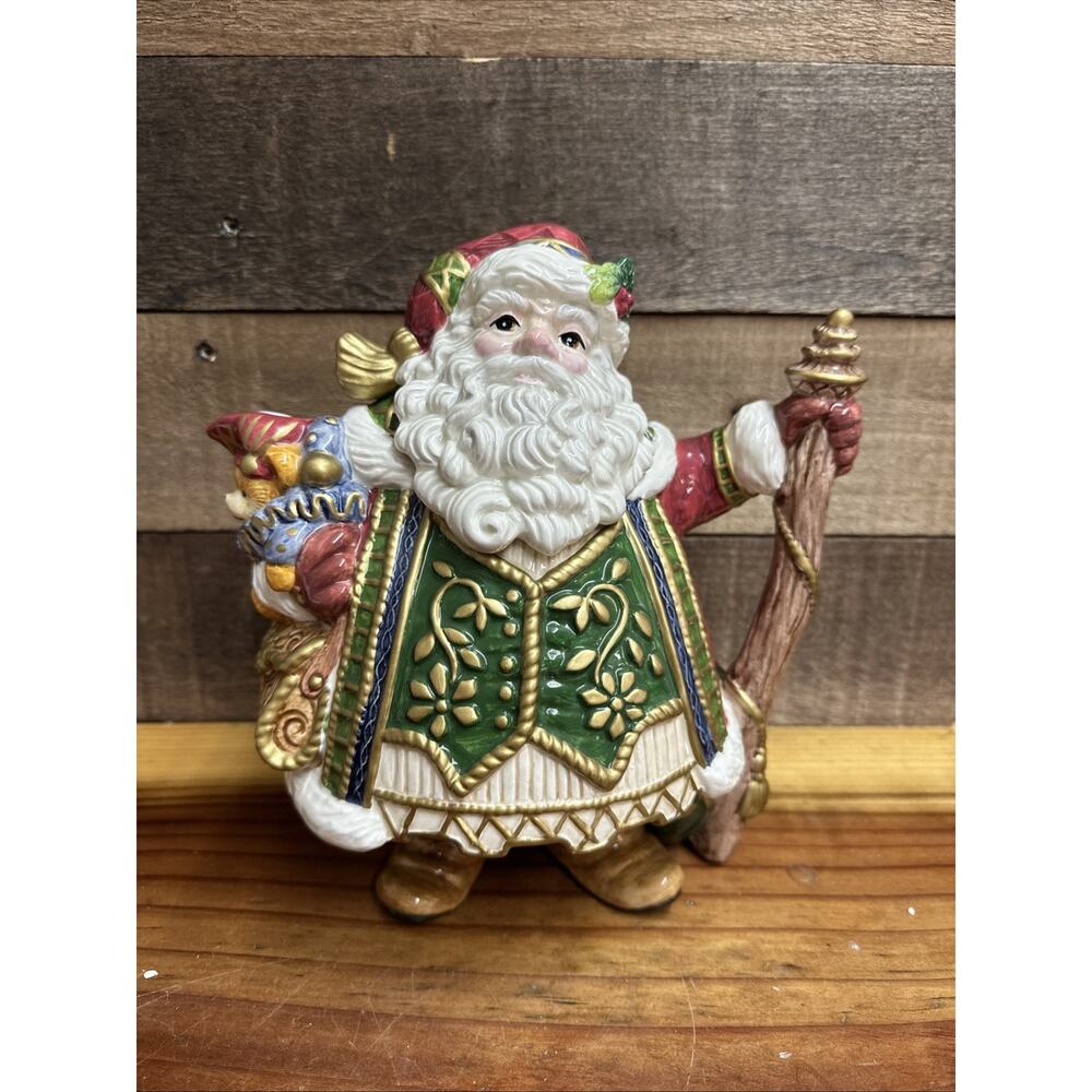 FITZ AND FLOYD Jolly Ole St. Nick Santa Teapot